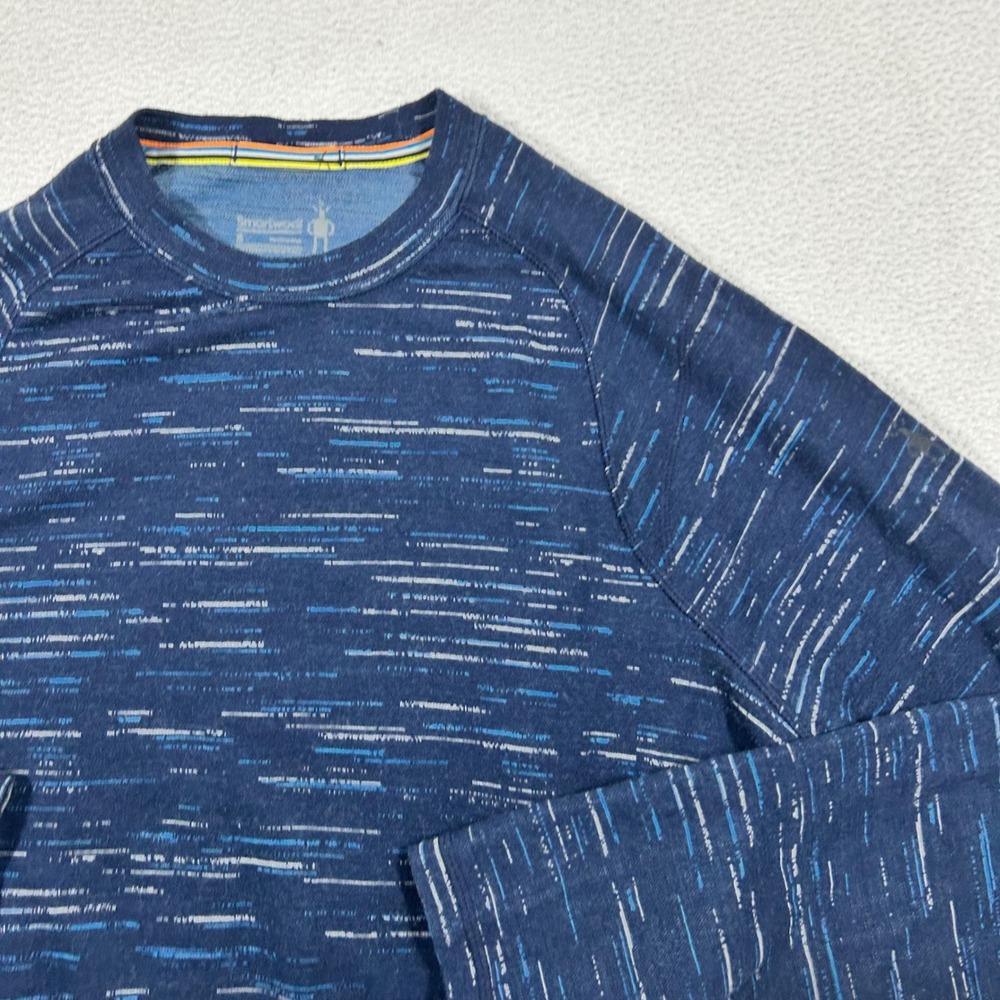 Smartwool Base Layer Top Mens S Blue Merino Wool Long Sleeve Space Dye Raglan